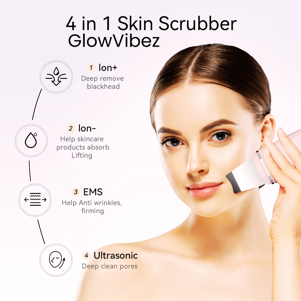 GlowVibez Ultrasonic Skin Scrubber – Deep Facial Cleansing &amp; Skin Rejuvenation
